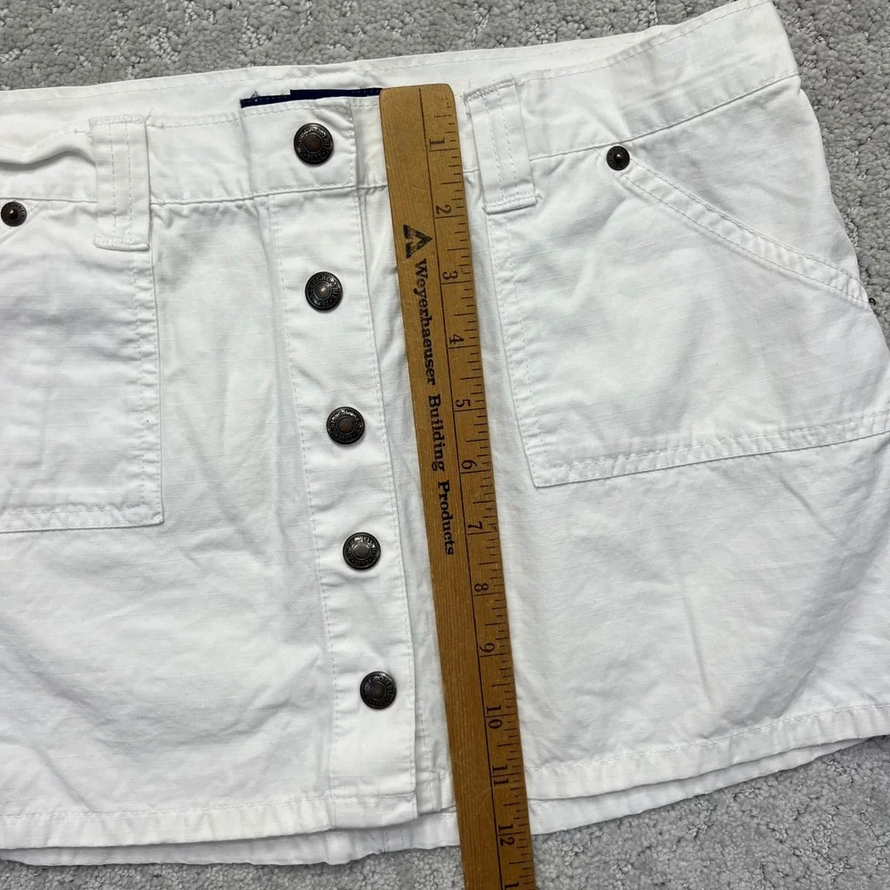 Abercrombie & Fitch Mini Skirt Womens 2 White Cotton Button Snap Front Micro Y2K